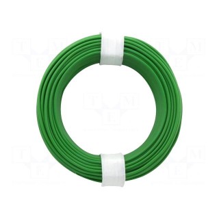 Wire | stranded | Cu | 0.5mm2 | PVC | green | 60V | 10m | Class: 5 | 1x0.5mm2
