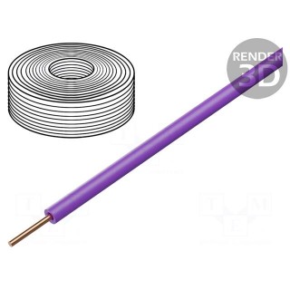 Wire | solid | Cu | 1x0,20mm2 | PVC | violet | 60V | -10÷85°C | 10m