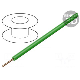 Wire | TDY | solid | Cu | PVC | green | 150V | Package: 500m | Øcore: 0.5mm