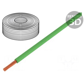 Wire | LiY | stranded | Cu | 0.14mm2 | green | PVC | 500V | 500m | Class: 5