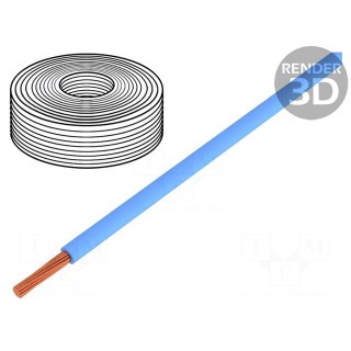 Wire | LiY | stranded | Cu | 0.14mm2 | blue | PVC | 500V | 500m | Class: 5