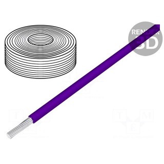 Wire | LiY | stranded | Cu | 0.25mm2 | PVC | violet | 900V | 250m | Class: 5