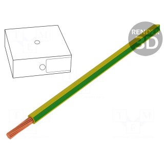 Wire | H07V2-K | stranded | Cu | 10mm2 | 8AWG | PVC | yellow-green | Class: 5