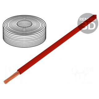 Wire | LiY | stranded | Cu | 0.25mm2 | red | PVC | 900V | 250m | Class: 5