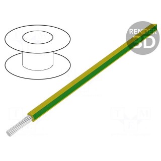 Wire | stranded | Cu | 18AWG | PVC | yellow-green | 600V | 305m | 1x18AWG