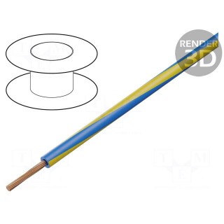 Wire | LgY | stranded | Cu | 0.75mm2 | blue-yellow | PVC | 300/500V | 100m