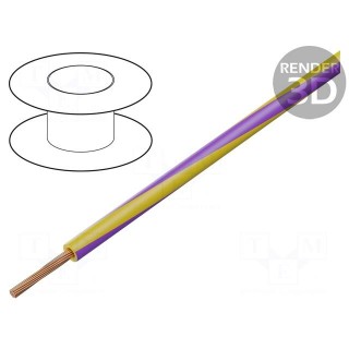 Wire | H05V-K,LgY | stranded | Cu | 0.75mm2 | PVC | yellow-violet | 100m