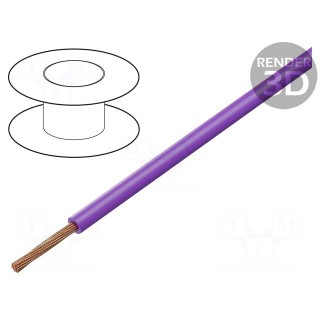 Wire | TLY | stranded | Cu | 0.12mm2 | violet | PVC | 150V | 200m | Class: 5
