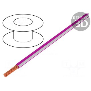 Wire | LgY | stranded | Cu | 0.5mm2 | pink-white | PVC | 300/500V | 100m