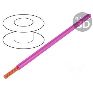 Wire | LgY | stranded | Cu | 0.75mm2 | pink | PVC | 300/500V | 100m | Class: 5