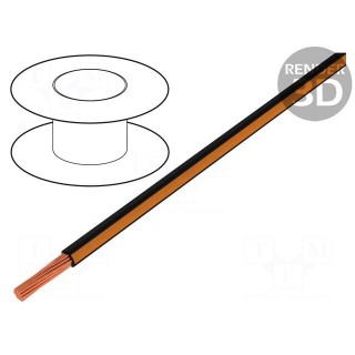 Wire | LgY | stranded | Cu | 0.75mm2 | black-orange | PVC | 300/500V | 100m