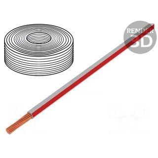 Wire | LiY | stranded | Cu | 0.25mm2 | PVC | white-red | 900V | 250m | Class: 5