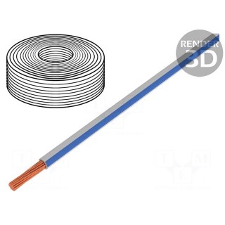 Wire | LiY | stranded | Cu | 0.25mm2 | PVC | white-blue | 900V | 250m