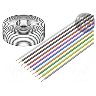Wire | stranded | Cu | 0.14mm2 | PVC | 60V | 1x0.14mm2 | 10m | 10pcs.