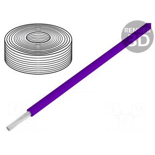 Wire | stranded | Cu | 0.5mm2 | PVC | violet | 60V | 10m | Class: 5 | 1x0.5mm2