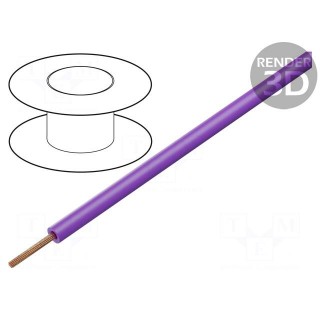 Wire | stranded | Cu | 0.14mm2 | PVC | violet | 60V | 100m | 1x0.14mm2