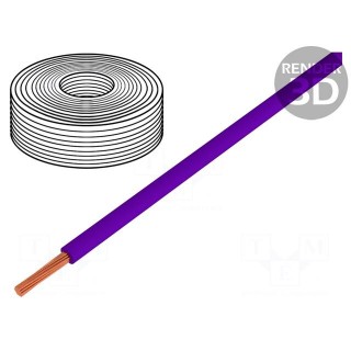 Wire | stranded | Cu | 0.25mm2 | PVC | violet | 100V | 50m | Class: 5