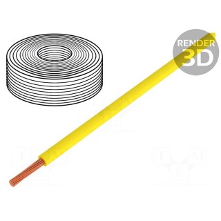 Wire | stranded | Cu | 0.25mm2 | PVC | yellow | 100V | 50m | Class: 5