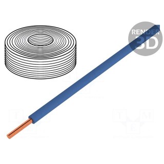 Wire | stranded | Cu | 0.5mm2 | PVC | blue | 60V | 10m | Class: 5 | 1x0.5mm2
