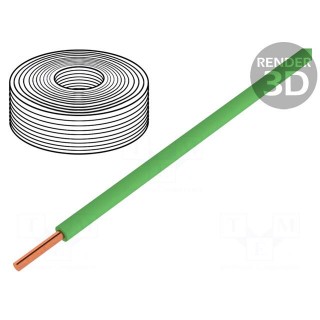 Wire | stranded | Cu | 0.5mm2 | PVC | green | 60V | 10m | Class: 5 | 1x0.5mm2