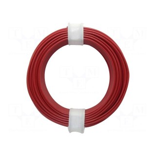Wire | stranded | Cu | 0.5mm2 | PVC | red | 60V | 10m | Class: 5 | 1x0.5mm2
