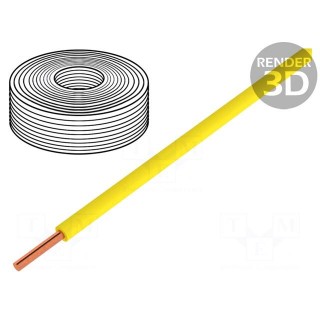 Wire | stranded | Cu | 0.5mm2 | PVC | yellow | 60V | 10m | Class: 5 | 1x0.5mm2