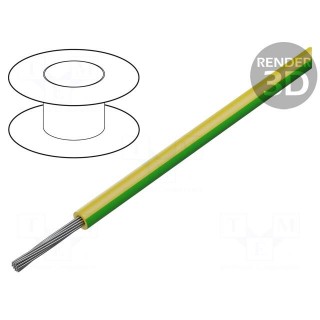 Wire | stranded | Cu | 18AWG | PVC | yellow-green | 600V | 305m | 1x18AWG