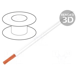 Wire | TLY | stranded | Cu | 0.22mm2 | white | PVC | 150V | 200m | Class: 5