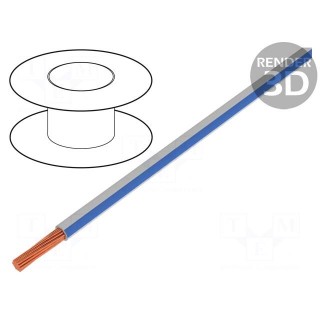 Wire | X07V-K | stranded | Cu | 1.5mm2 | white-blue | PVC | 450/750V