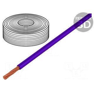 Wire | LifY | stranded | Cu | 1x0,10mm2 | PVC | violet | 300V | -15÷80°C