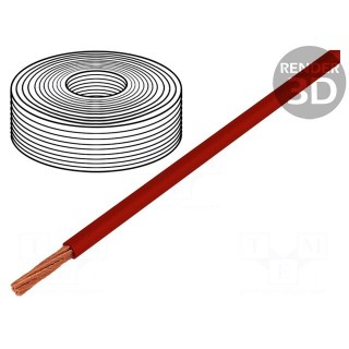 Wire | LifY | 1x0.5mm2 | stranded | Cu | PVC | red | 300V,500V | -15÷80°C