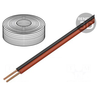 Wire | 2x0.15mm | solid | Cu | black,red | max.155°C | Package: 10m