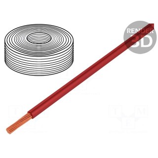 Wire | stranded | Cu | 0.25mm2 | PVC | red | 100V | 50m | Class: 5 | 1x0.25mm2