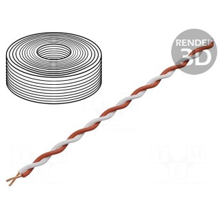 Wire | 2x0.04mm2 | stranded | Cu | PVC | white,red | 60V | -10÷85°C | 10m