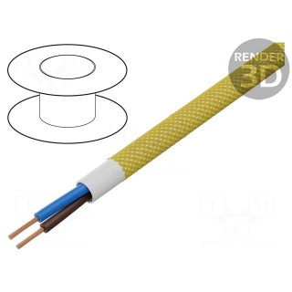 Wire | YTLY | 2x0.5mm2 | round | stranded | Cu | textile | yellow | 150V | 50m