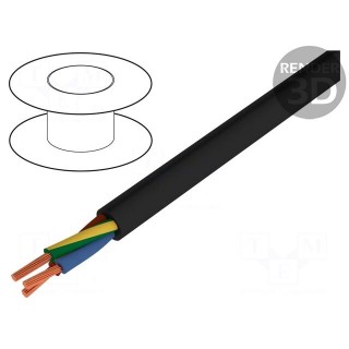 Wire | H05RR-F,OW | 3G1mm2 | round | stranded | Cu | rubber | black