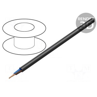 Wire | H07RN-F | 2x1.5mm2 | round | stranded | Cu | rubber | black | Class: 5