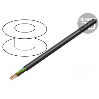 Wire | H07RN-F | 3G2.5mm2 | round | stranded | Cu | rubber | black | Class: 5