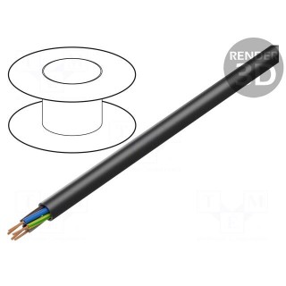 Wire | H07RN-F | 5G1.5mm2 | round | stranded | Cu | rubber | black | Class: 5