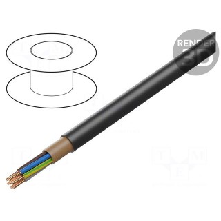 Wire | NYY | 5G1.5mm2 | round | solid | Cu | PVC | black | 600V,1kV