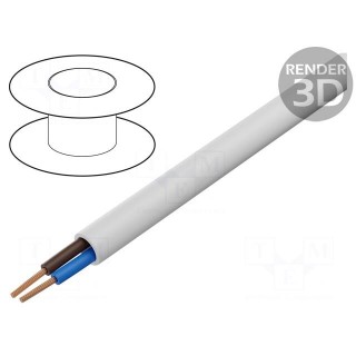 Wire | H03VV-F,OMY | 2x0.75mm2 | round | stranded | Cu | PVC | white | 300V