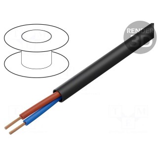 Wire | H03VV-F,OMY | 2x0.75mm2 | round | stranded | Cu | PVC | black | 300V
