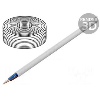 Wire | YDY | round | solid | Cu | 2x1,5mm2 | PVC | white | 450/750V | 100m