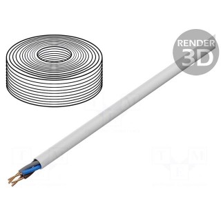 Wire | YDY | round | solid | Cu | 4x2,5mm2 | PVC | white | 450/750V | 100m
