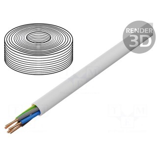 Wire | YDY | 5G1.5mm2 | round | solid | Cu | PVC | white | 450V,750V | 100m