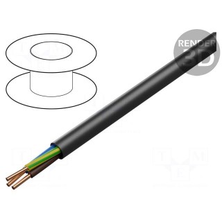 Wire | YKY | round | solid | Cu | 3G2,5mm2 | PVC | black | 0.6/1kV | 100m