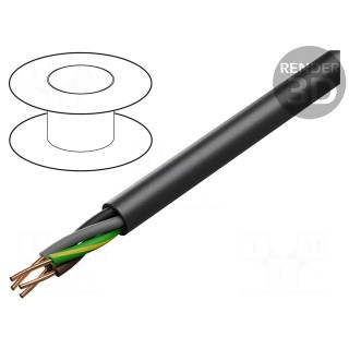 Wire | YKY | 4G6mm2 | round | solid | Cu | PVC | black | 600V,1kV | 100m
