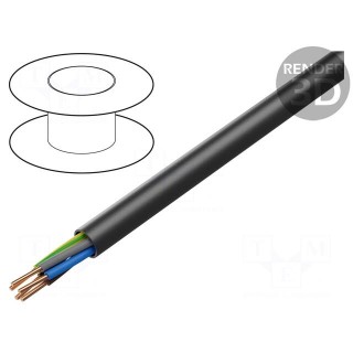 Wire | YKY | 5G1.5mm2 | round | solid | Cu | PVC | black | 600V,1kV | 100m