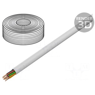 Wire | YTDY | 10x0.5mm | round | solid | Cu | PVC | white | Øcore: 0.5mm