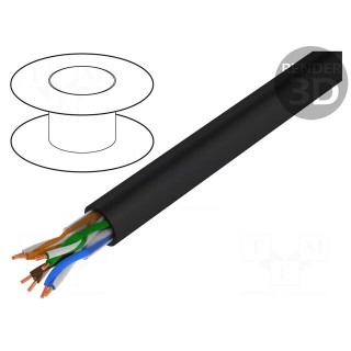 Wire | BiTLAN U/UTP | 5e | solid | Cu | 4x2x24AWG | PE | black | 6.2mm